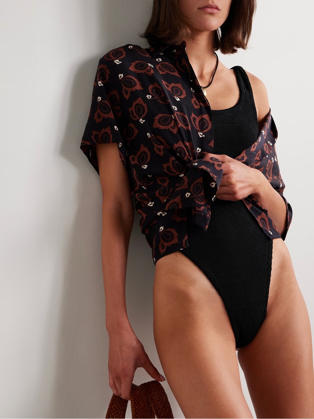 Hunza G square neck one piece swimsuit in black